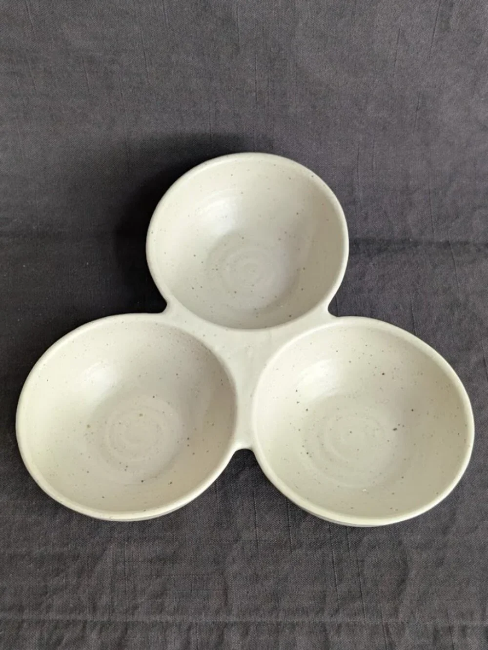 Pottery Barn Farmstead Stoneware Triple Serving Dish Nut Dish Multi Use
